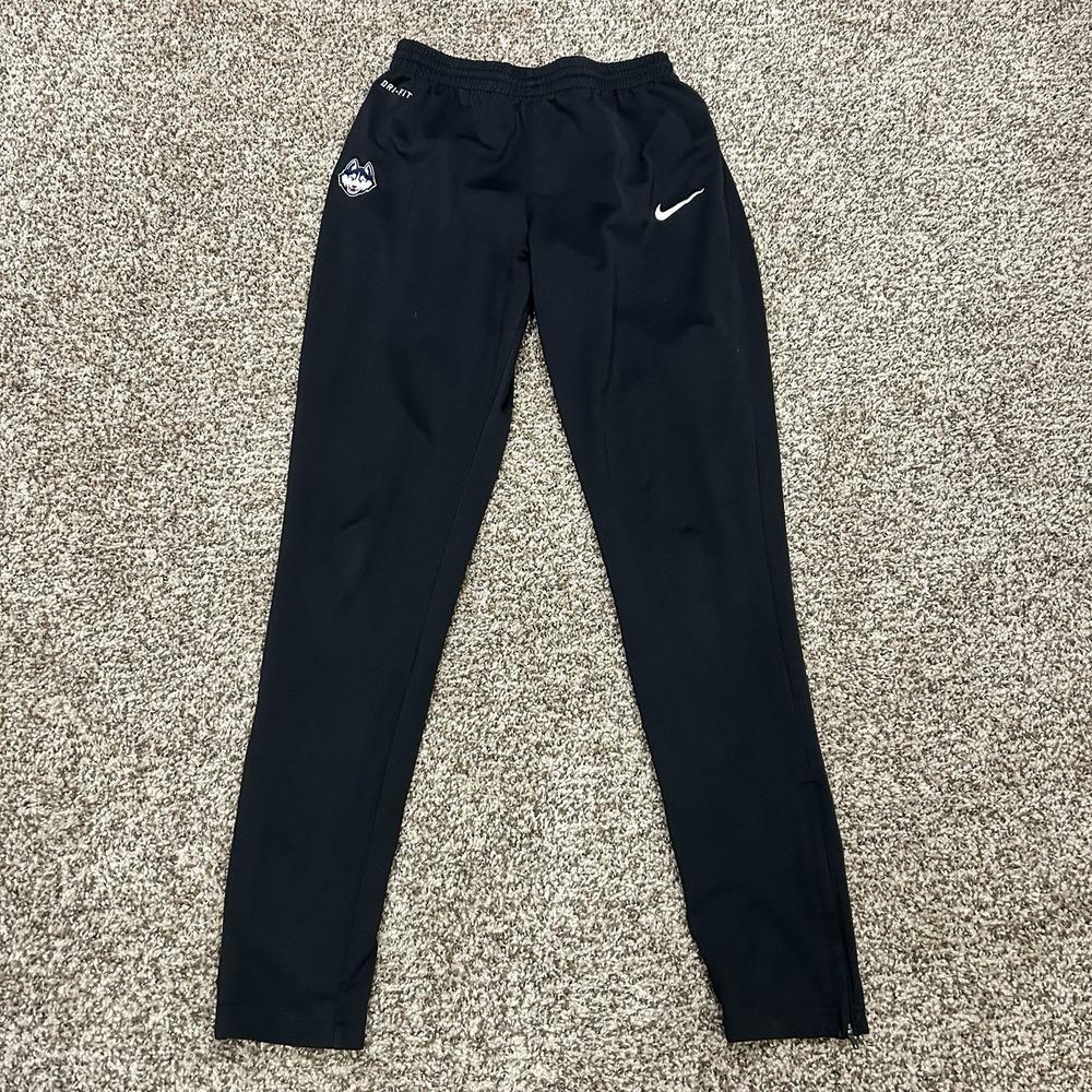 Nike UConn Huskies Women's Small Dri-Fit Sweat Pants Black Ankle Zip